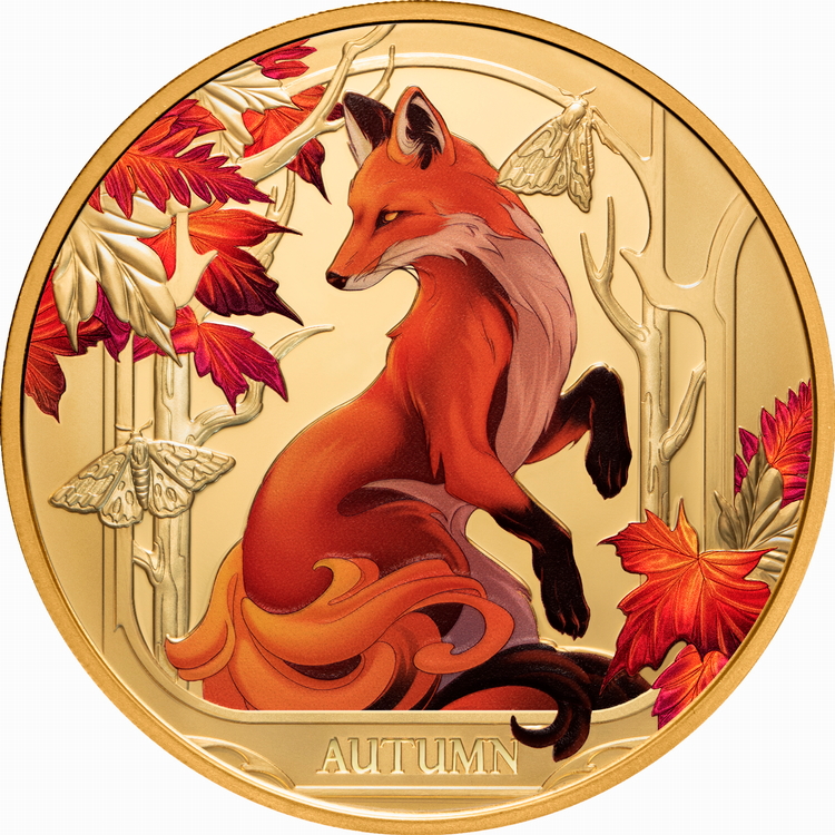 Niue_2024_Four_Seasons_1_Autumn_Red_Fox_$100_1_Troy_Ounce_Pure_Gold_Proof_with_Color
