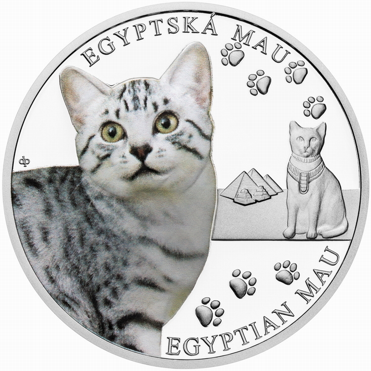 Niue_2025_Cat_Breeds_Egyptian Mau_Miau_$1_1_Troy_Oz_Pure_Silver_Proof_with_Color_MINTAGE_1000