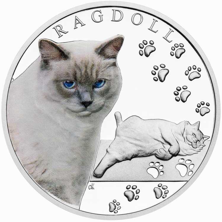 Niue_2025_Cat_Breeds_Ragdoll_$1_1_Troy_Oz_Pure_Silver_Proof_with_Color_MINTAGE_1000