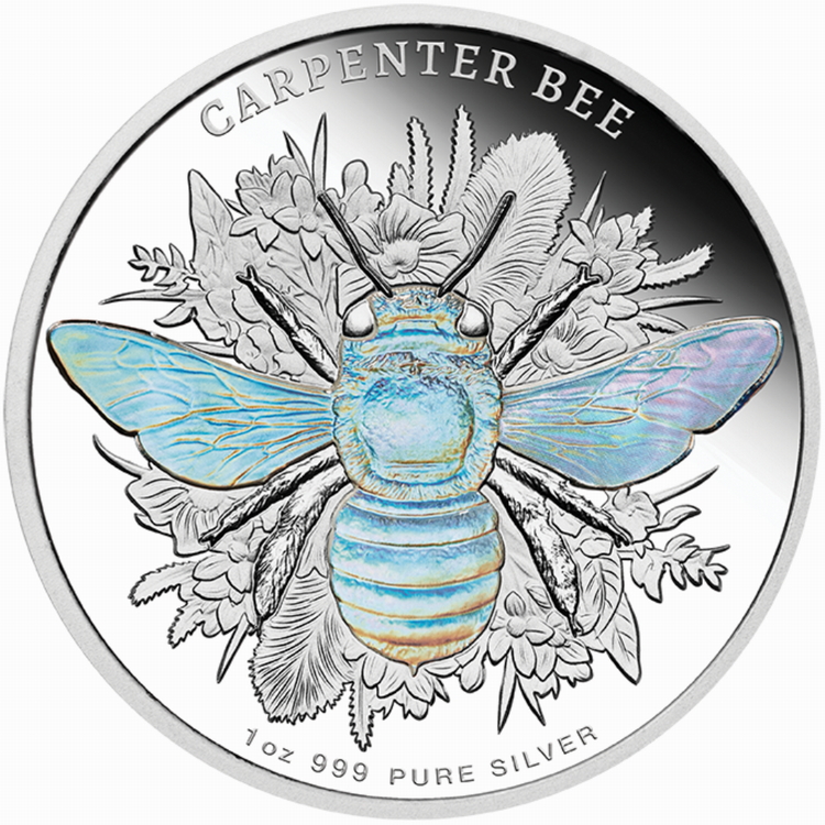 Niue_2026_Carpenter_Bee_Australian_Native_Bees_$2_1_Troy_Oz_Pure_Silver_Hologram_Proof