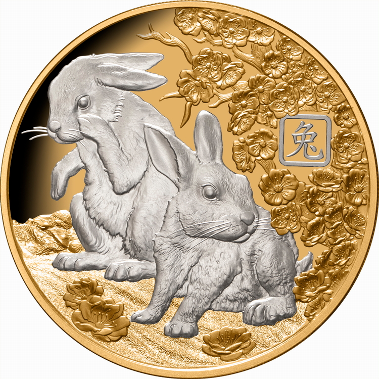 Solomon_Islands_2023_Lunar_Year_of_the_Rabbit_$25_1_Troy_Oz_Pure_Gold_Proof_with_Platinum_Plating_MINTAGE_150