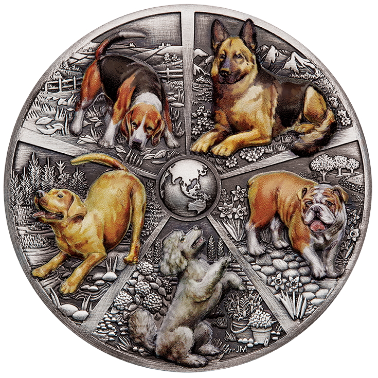 Tuvalu_Perth_Mint_2025_Popular_World_Dogs_$5_5_Troy_Ounce_Pure_Silver_Antiqued_Finish_Proof_Piedfort_Coin_with_Color_MINTAGE_388 Tuvalu_Perth_Mint_2025_Popular_World_Dogs_$5_5_Troy_Ounce_Pure_Silver_Antiqued_Finish_Proof_Piedfort_Coin_with_Color_MINTAGE_388