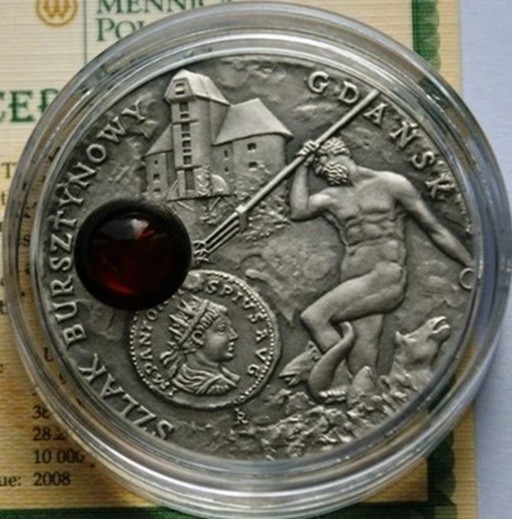 Niue_2008_Amber_Route_Gdansk_$1_Antiqued_Silver_with_Genuine_Amber_Cabochon_Jewel Niue_2008_Amber_Route_Gdansk_$1_Antiqued_Silver_with_Genuine_Amber_Cabochon_Jewel