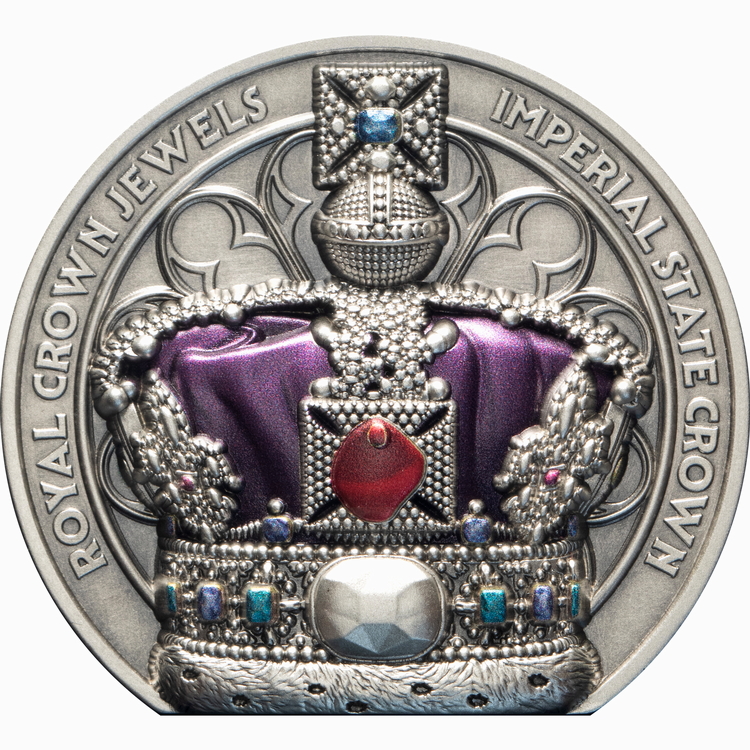 Niue_2026_British_Royal_Monarchy_Crown_Jewels_2_Imperial_State_Crown_$5_2_Troy_Ounce_Pure_Silver_Antiqued_Stand_Up_Coin_with_Color_Mintage_350 Niue_2026_British_Royal_Monarchy_Crown_Jewels_2_Imperial_State_Crown_$5_2_Troy_Ounce_Pure_Silver_Antiqued_Stand_Up_Coin_with_Color_Mintage_350