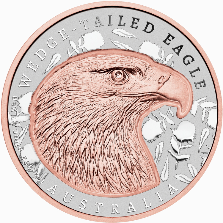 Niue_2026_Native Impressions_2_Wedge_Tailed_Eagle_$2_1_Troy_Ounce_Pure_Silver_Proof_Super_Incused_Proof_with_Rose_Gold_Gilded_Plating_Mintage_1000