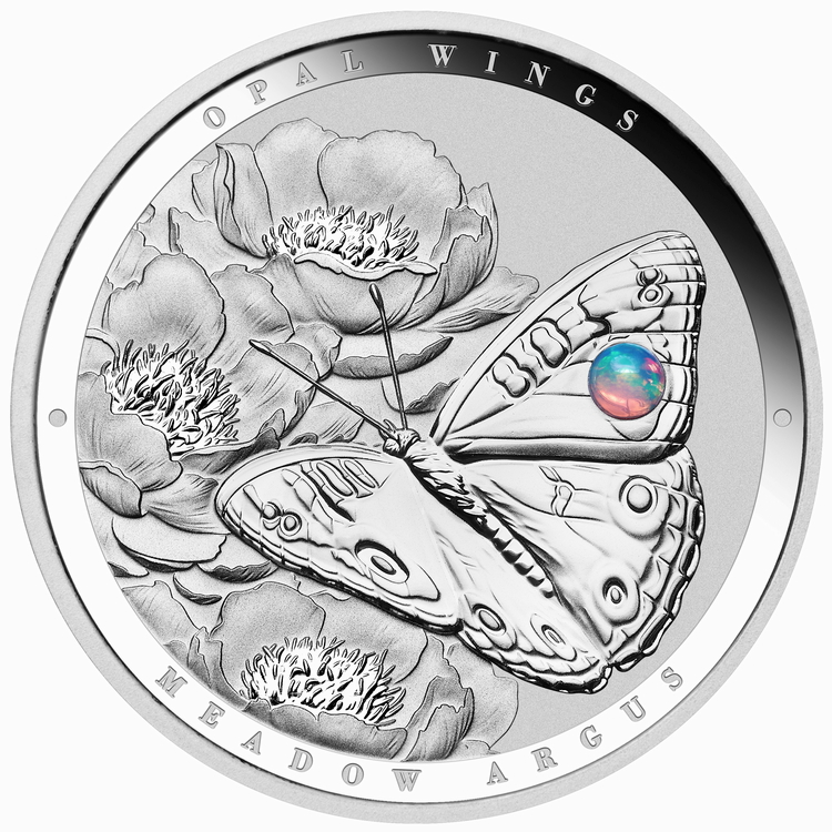 Niue_2026_Opal_Wings_1_Meadow_Argus_Butterfly_$2_1_Troy_Oz_Pure_Silver_Proof_with_Genuine_Opal_Gemstone_Insert Niue_2026_Opal_Wings_1_Meadow_Argus_Butterfly_$2_1_Troy_Oz_Pure_Silver_Proof_with_Genuine_Opal_Gemstone_Insert