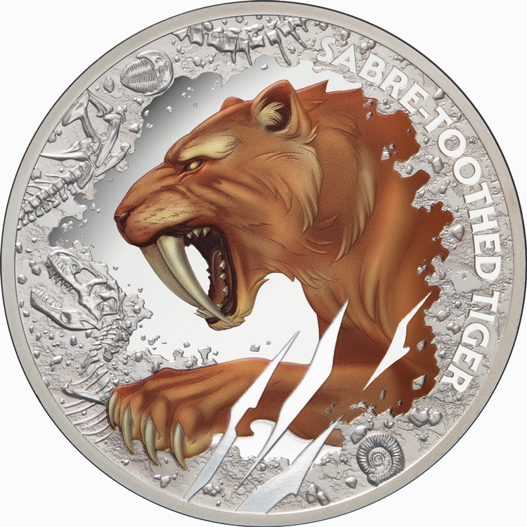 Niue_2026_Sabre-Toothed_Tiger_$1_1_Troy_Oz_Pure_Silver_Proof_with_Color_MINTAGE_650