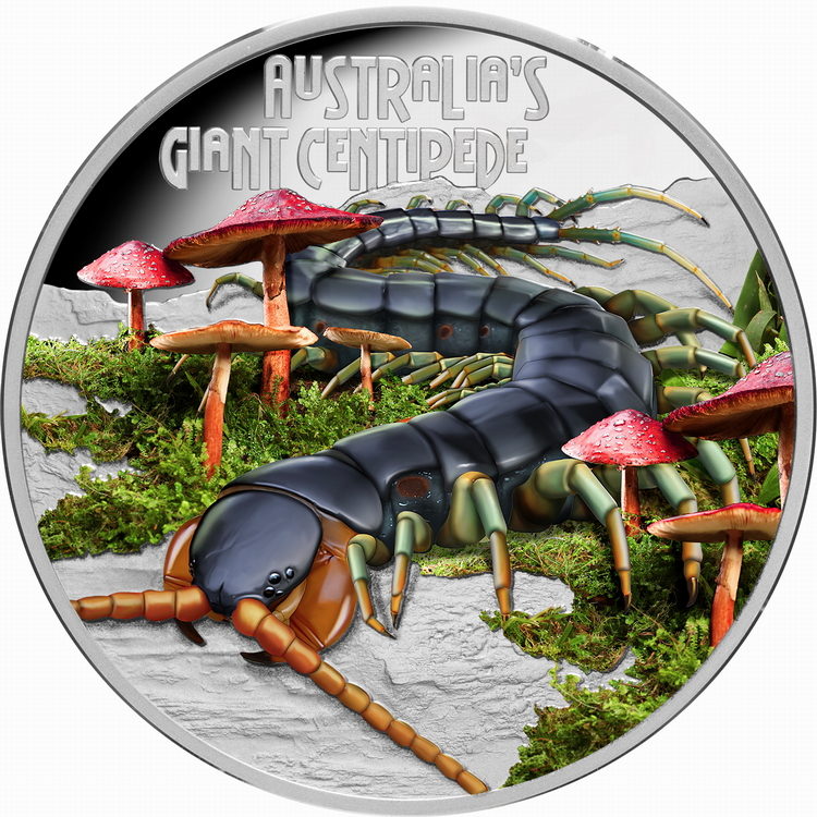 Tuvalu_2026_Deadly_and_Dangerous_Giant_Centipede_$1_1_Troy_Oz_Pure_Silver_Proof_with _Color